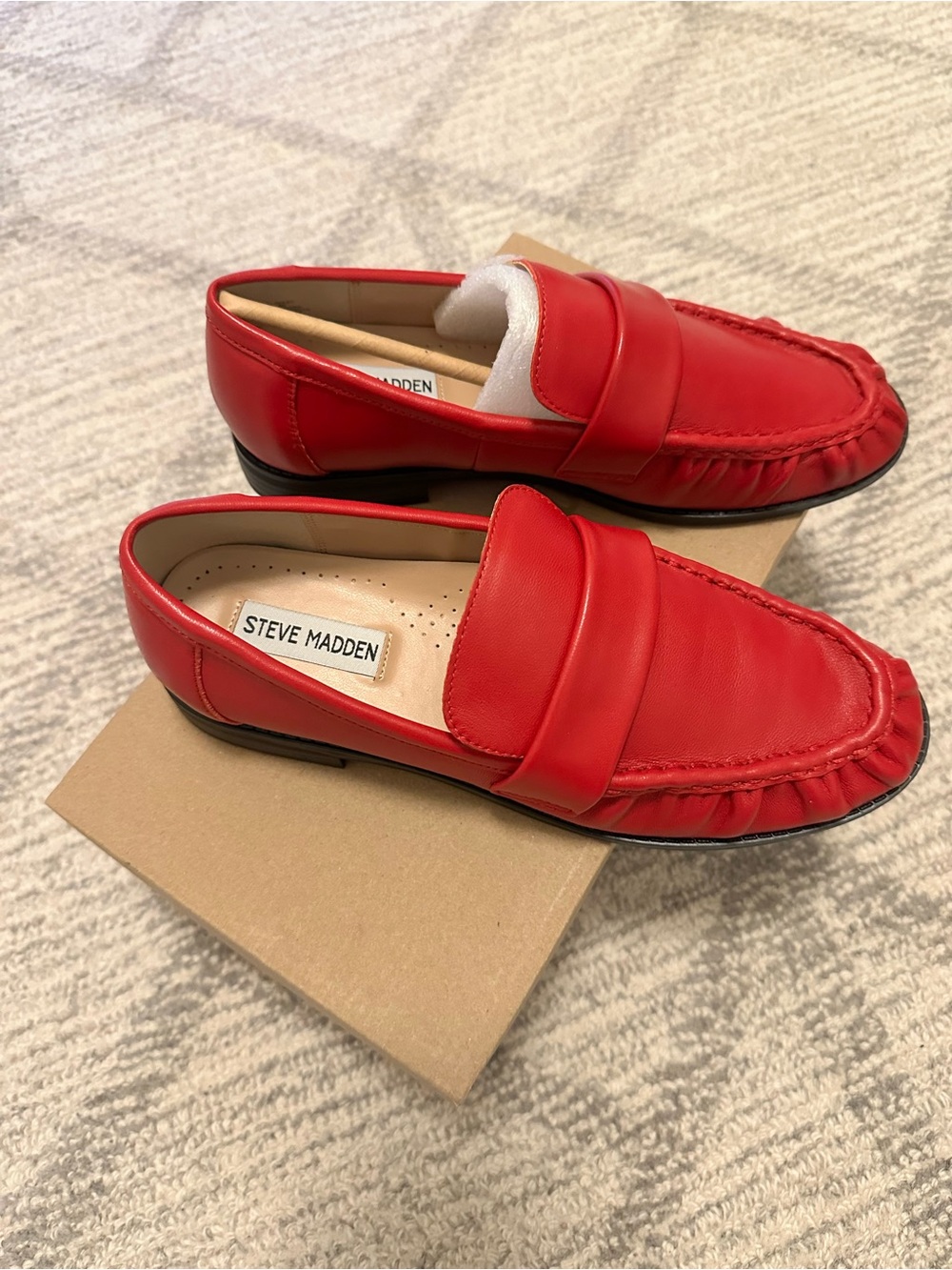 Steve Madden Red Leather Slip-On Loafers